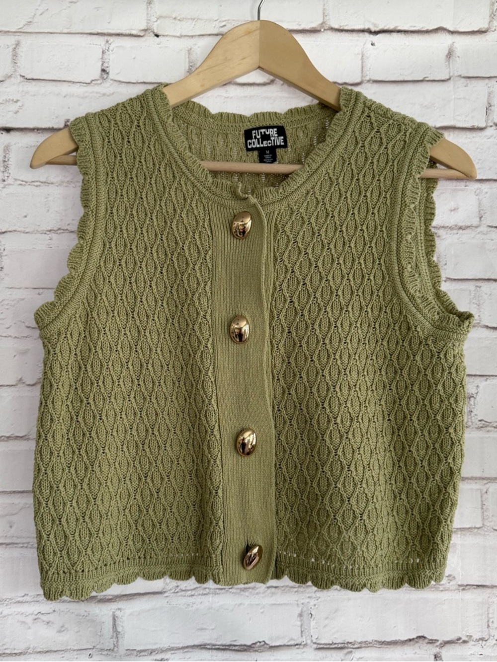 Future Collective Olive Knit Vest and‎ Wrap Skirt